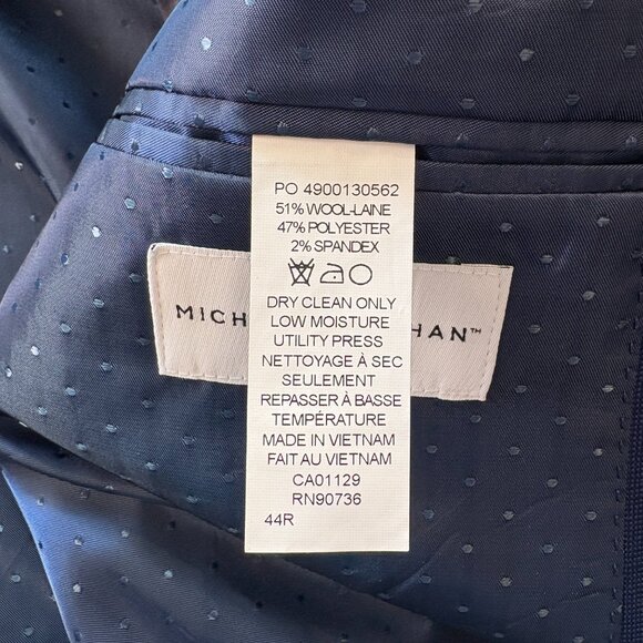 Michael Strahan 2-Piece Blue Wool Blend Wedding Suit Men's 44R 40x32 - Picture 7 of 16